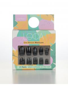 Loca Press On Nails Black Oval Shape No.1