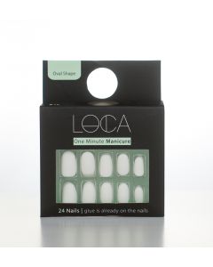 Loca Press On Nails White Matte Oval Shape No.12