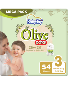 BabyJoy Olive Pants, Size 3 Medium, Mega Pack, 6-12 Kg , 54 Count