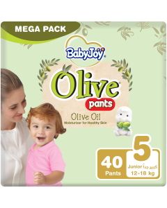 BabyJoy Olive Pants, Size 5 Junior, Mega Pack, 12-18 Kg, 40 Count