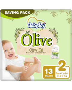 BabyJoy Olive Tape , Size 2 Small , Saving Pack,Up to 3.5 -7kg ,Count 13