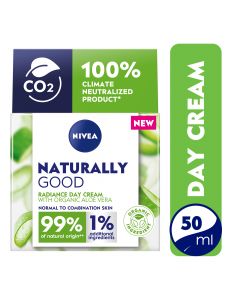 NIVEA Face Cream Day Moisturizer Radiance, Naturally Good with Organic Aloe Vera, 50ml