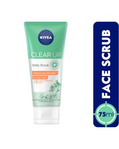 NIVEA Face Scrub Daily Exfoliating, Clear Up Unclogs Pores Anti-Acne Sea Salt, Salicylic & Hyaluronic Acid, 75ml