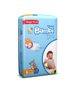 Sanita Bambi Baby Diapers Mega Pack Size 5 X-Large 13-25 Kg 74 Diapers