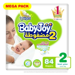 Babyjoy Compressed Diamond Pad Diaper Mega Pack Small Size 2 From 3.5-7 Kg 84 Diapers.