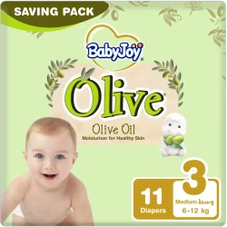 Baby Joy Olive Tape Diaper Size 3 Medium Saving Pack (6-12 Kg, 11 Count)