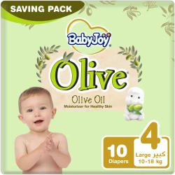 Baby Joy Olive Tape Diaper Size 4 Large Saving Pack (9-14 Kg, 10 Count)