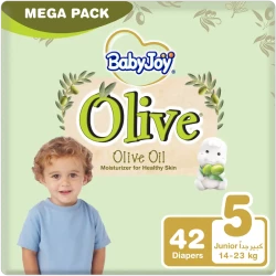 Baby Joy Olive Tape Diaper Size 5 Junior Mega Pack (14-25 Kg, 42 Count)