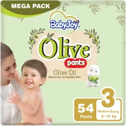 Baby Joy Olive Pants Size 3 Medium Mega Pack (6-12 Kg, 54 Count)