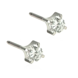 Blomdahl Earrings Tiffany Cz 4Mm White St