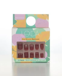 Loca Press On Nails Deep Red Natural Shape No.11