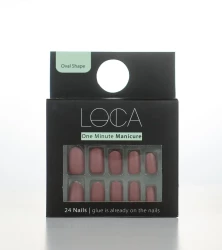 Loca Press On Nails Matte Mauve Oval Shape No.9