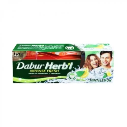 Dabur Herbal Fresh Gel MintandLemon Tooth Paste 150  ML + Tooth Brush Free