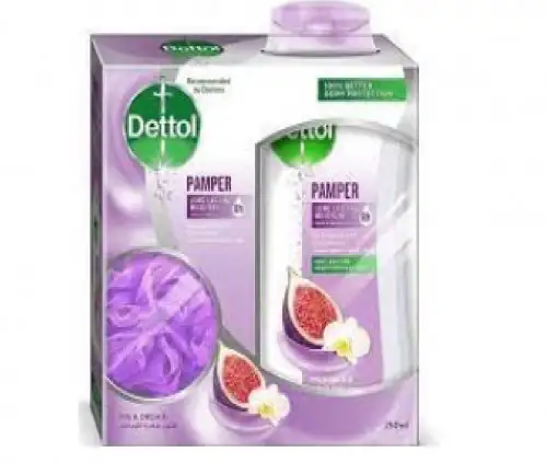 Dettol Body Wash Pamper Fig and Orchid 250 ML+Puff