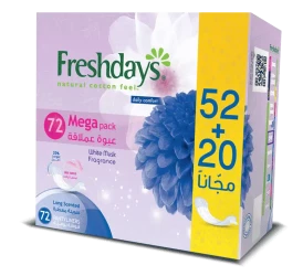 فراشدايز فوط يومية عبوة عملاقة طويلة ومعطرة 52+20 مجاناً