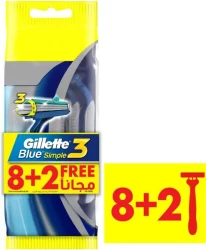 Gillette Blue Simple3 Menâ€™S Disposable Razors 8+2 Count