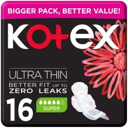 Kotex Ultra Thin Pads Super Size Sanitary Pads With Wings 16 Sanitary Pads