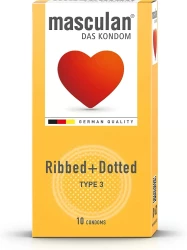 Masculan Condoms Ribbed+Dotted 10 Pcs