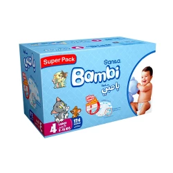 Bambi Super Pack 4 Large 124 Diapers Box