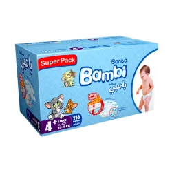 Bambi Super Pack 4+ Large 116 Diapers Box