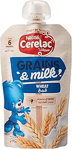 Cerelac Grains And Milk Wheat Source Of Iron, Baby Food, Pouch, 110g - Pack of 8