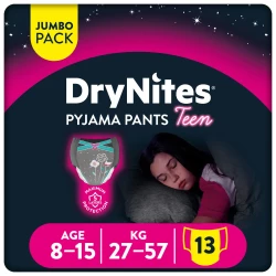 Huggies Drynites Pyjama Pants 8-15 Years Bed Wetting Diaper Girls 27-57 Kg Value Pack 13 Pants