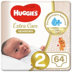 Huggies Extra Care Newborn Size 2 4 6 Kg Jumbo Pack 64 Diapers