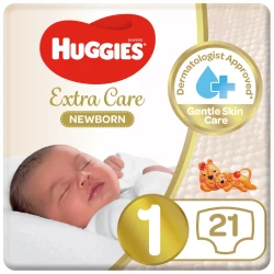 Huggies Extra Care Newborn Size 1 Up To 5 Kg Carry Pack 21 Diapers