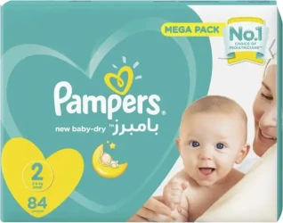 Pampers Baby-Dry Diapers Size 2 Mini 3-8 Kg Mega Pack 84 Diapers