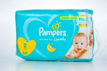 Pampers New Baby-Dry Diapers Size 2 Small 3-8Kg Jumbo Pack 64 Count