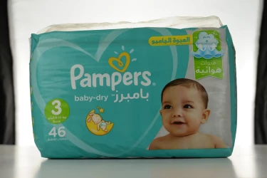 حفاضات بامبرز Baby-Dry، مقاس 3، وسط، 5-9 كلغ، العبوة الاقتصادية، 46 حفاضة