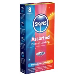 Skins Condoms Assorted 8 Pack (3 Natural, 3 Dots & Rib, 2 Ul