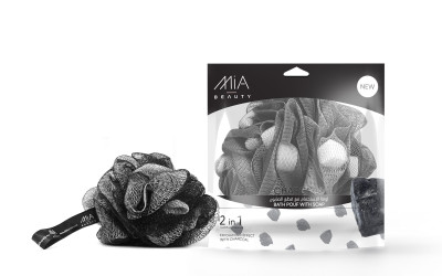 Mia Bath Pouf With Soap Charcoal120 Gm