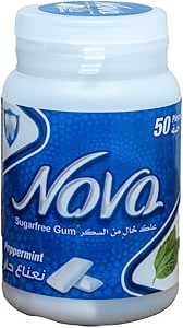 Nova Sugar-Free Peppermint Chewing Gum in Jar 50-Pieces