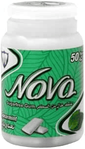Nova Sugar-Free Spearmint Chewing Gum in Jar 50-Pieces