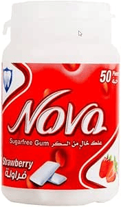 Nova Sugar-Free Strawberry Chewing Gum in Jar 50-Pieces