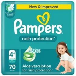 Pampers Rash Protection Taped Diapers, Size 4+, 10-15 70Pieces