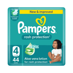 Pampers Rash Protection Taped Diapers, Size 4, 9-14 44Pieces