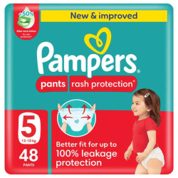 Pampers Rash Protection Pants Diapers, Size 5, 12-18 48Pieces