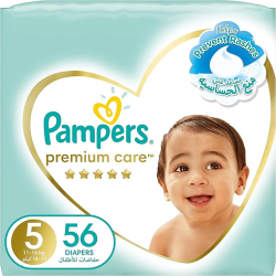 Pampers Premium Care, Size 5, Junior, 11-16kg, Super Saver Pack, 56 Taped Diapers