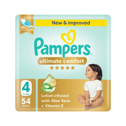 Pampers Ultimate Comfort Taped Diapers, Size 4, 9-14 54Pieces