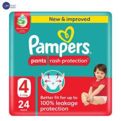 Pampers Rash Protection Pants Diapers, Size 4, 9-14 24Pieces