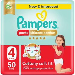 Pampers Ultimate Comfort Pants Diapers, Size 4, 9-14 50Pieces