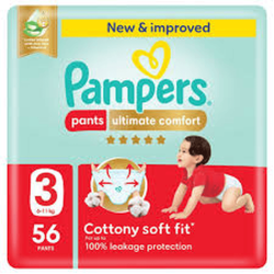 Pampers Ultimate Comfort Pants Diapers, Size 3, 6-11 56Pieces