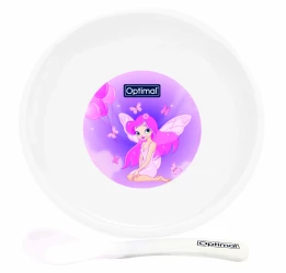 OPTIMAL Non-Slip Feeding plate With Silicone Tip Spoon (4m+)