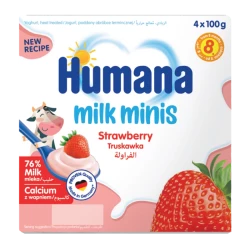 Humana Milk Mini Delicious Baby Snack, +8 months, Natural Strawberry 4x100g