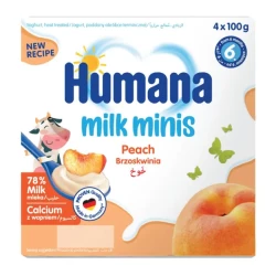 Humana Milk Mini Delicious Baby Snack, +6 months, Natural Peach 4x100g
