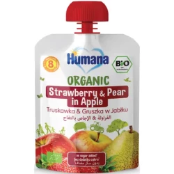 Humana Organic Strawberry Pear Apple Puree Pouch +8m 90g