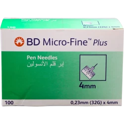 BD Micro Fine Plus Pen Needles 32 G Nano 4 Mm 100 Pcs NUPCO