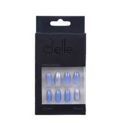 Belle Press On Nails Moj Coffin Shape Glossy Ombre Blue